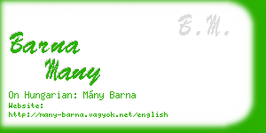 barna many business card
