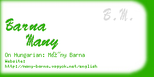 barna many business card